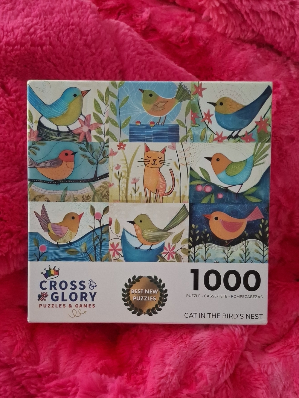 1000-Piece Puzzle - Cat in the Bird's Nest (Pink)